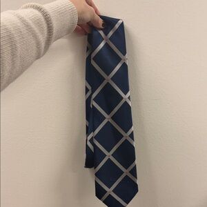 Giorgio Armani Navy and White Geometric Tie